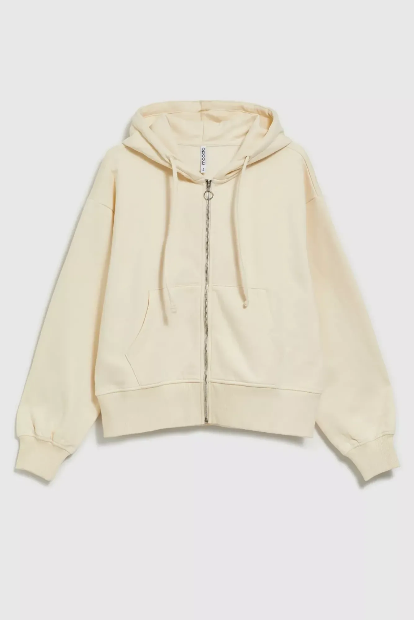 Bluzy Wiosenne|Bluzy Damskie Oversize>Moodo Rozpinana bluza z kapturem i bufiastymi rękawami beżowa