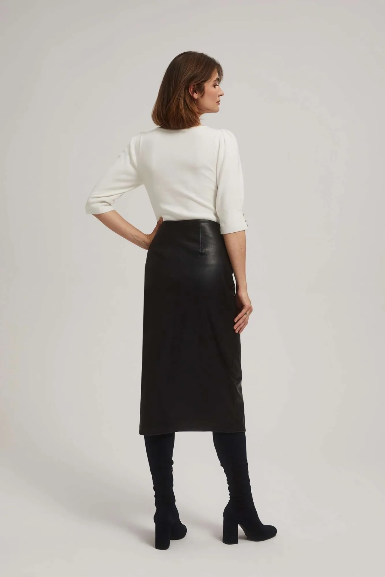 Spódnice Jesienne|Spódnice Eleganckie>Moodo Spódnica midi z imitacji skóry