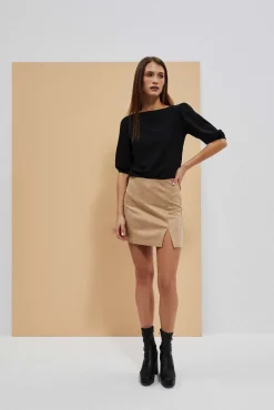 Spódnice Beżowe|Spódnice Eleganckie>Moodo Spódniczka mini z rozcięciem