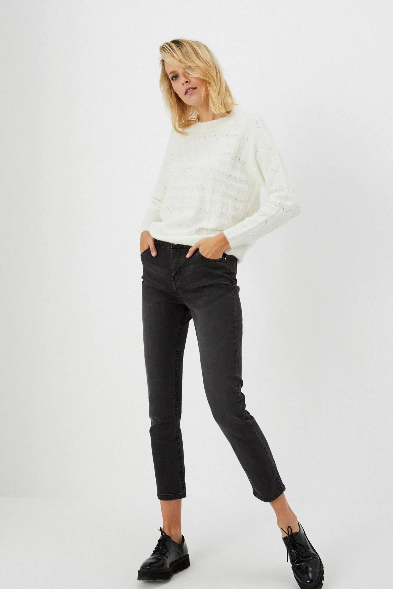 Jeansy Proste|Jeansy Regular Fit>Moodo Spodnie jeansowe 7/8