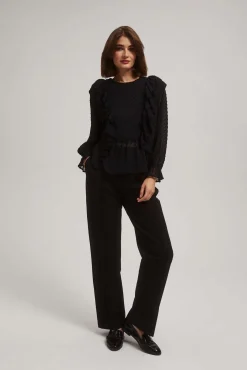 Spodnie Czarne|Spodnie Eleganckie>Moodo Spodnie w kant czarne