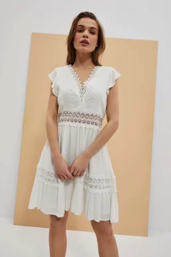Sukienki Letnie|Sukienki Z Krótkim Rękawem>Moodo Sukienka boho z koronką biała