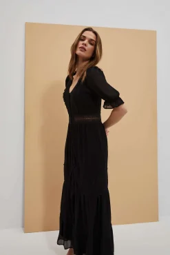 Sukienki Letnie|Sukienki Czarne>Moodo Sukienka maxi boho z koronką czarna
