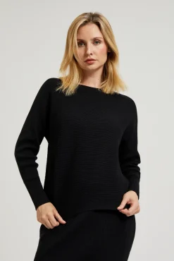Swetry Czarne|Swetry Eleganckie>Moodo Sweter o fasonie nietoperz czarny