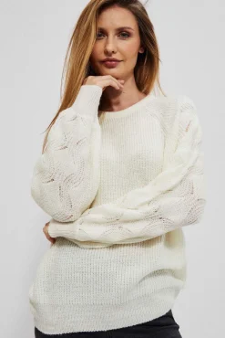 Swetry Zimowe|Swetry Białe>Moodo Sweter oversize perłowy
