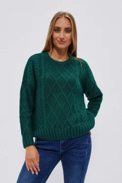 Swetry Zielone|Swetry O Grubym Splocie>Moodo Sweter oversize szmaragdowy