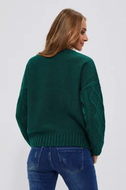 Swetry Zielone|Swetry O Grubym Splocie>Moodo Sweter oversize szmaragdowy