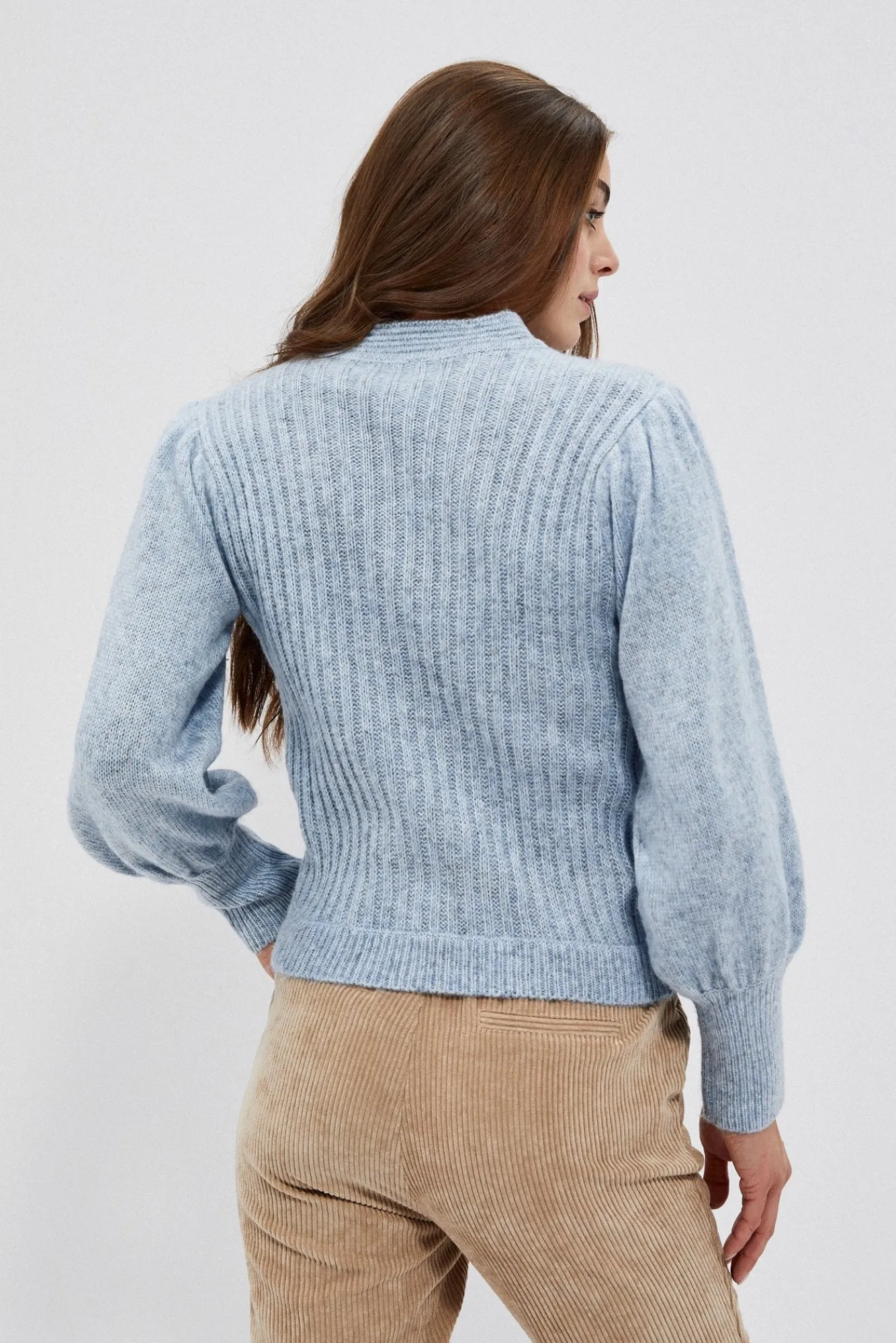 Swetry Niebieskie|Swetry Casual>Moodo Sweter z bufiastymi rękawami