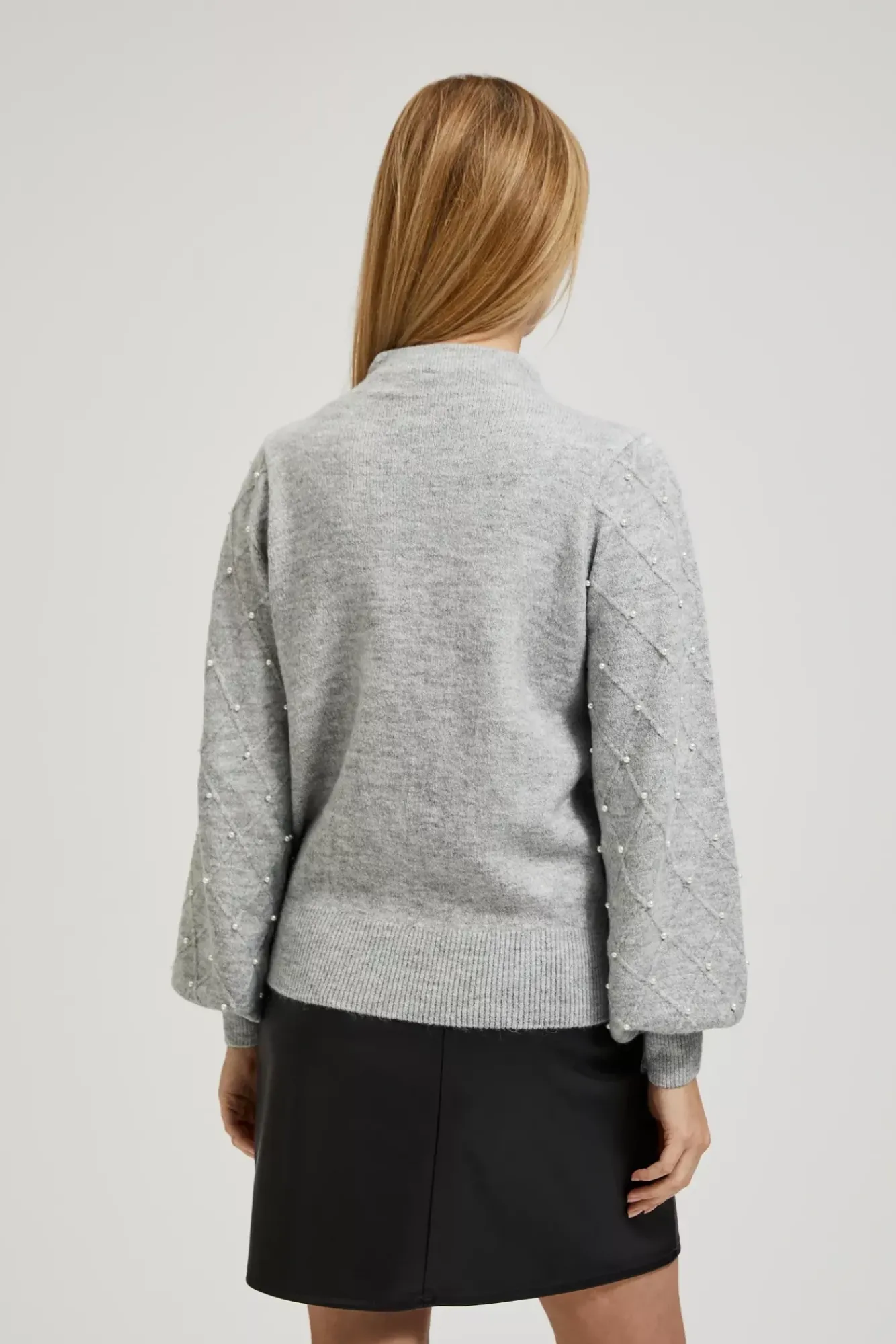 Swetry Szare|Swetry Eleganckie>Moodo Sweter z bufiastymi rękawiami