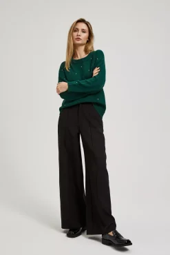 Swetry Zielone|Swetry Eleganckie>Moodo Sweter z cyrkoniami