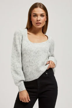 Swetry Szare|Swetry Casual>Moodo Sweter z dekoltem