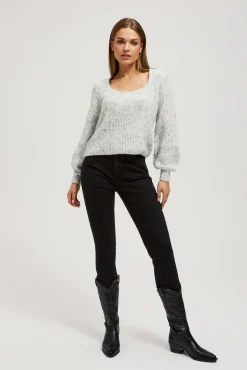 Swetry Szare|Swetry Casual>Moodo Sweter z dekoltem
