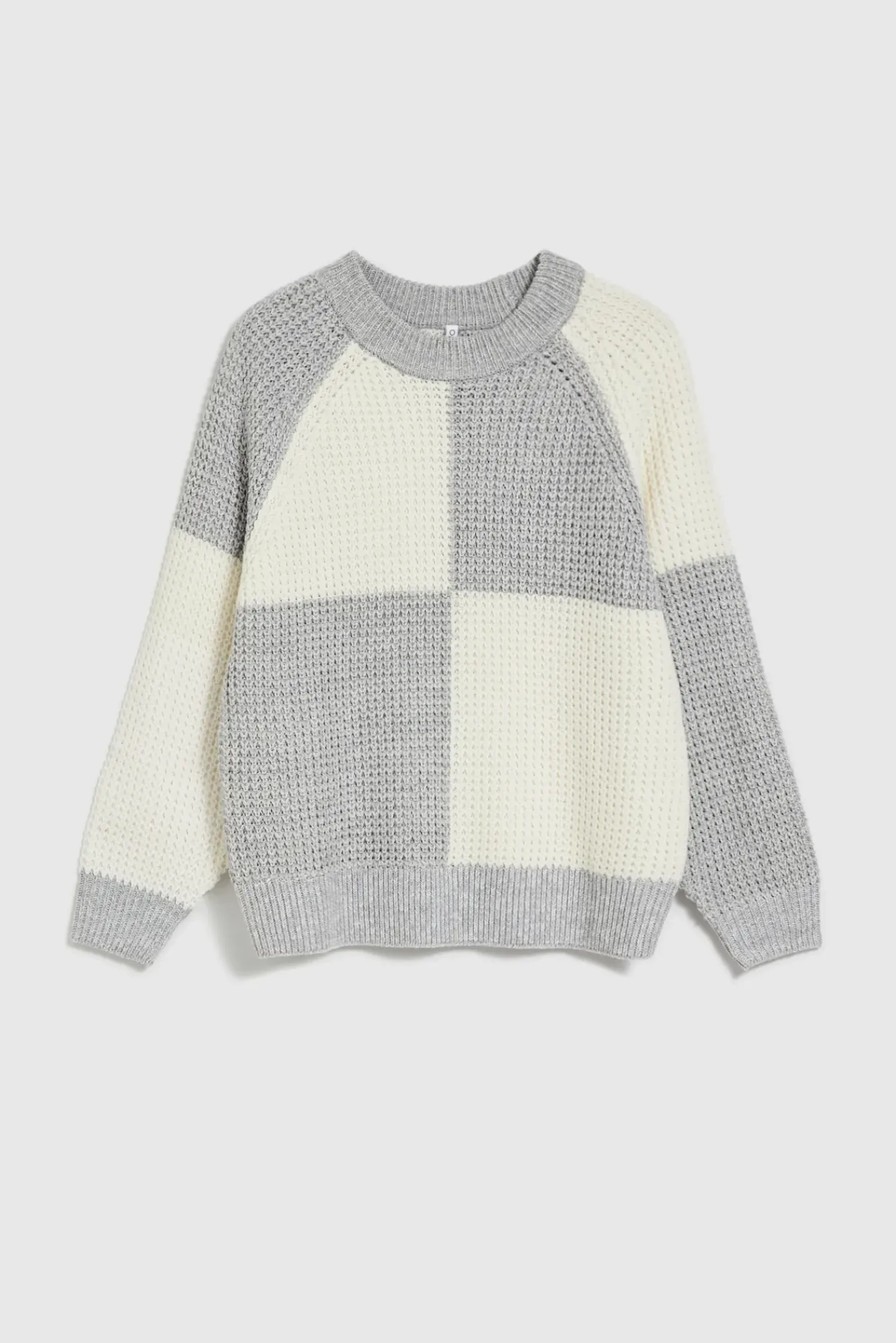 Swetry Szare|Swetry Casual>Moodo Sweter z geometrycznym wzorem biało-szary