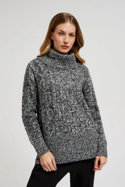 Swetry Szare|Swetry Casual>Moodo Sweter z grubym goltem czarny