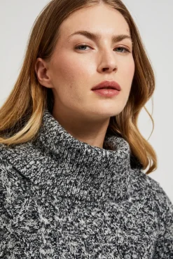 Swetry Szare|Swetry Casual>Moodo Sweter z grubym goltem czarny