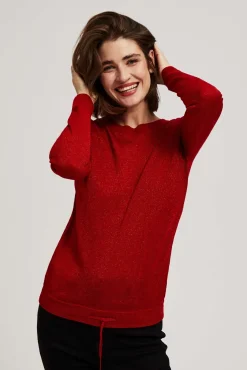 Swetry Czerwone|Swetry Casual>Moodo Sweter z metaliczną nitką
