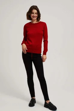 Swetry Czerwone|Swetry Casual>Moodo Sweter z metaliczną nitką