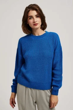 Swetry Niebieskie|Swetry Casual>Moodo Sweter z okrągłym dekoltem lazurowy