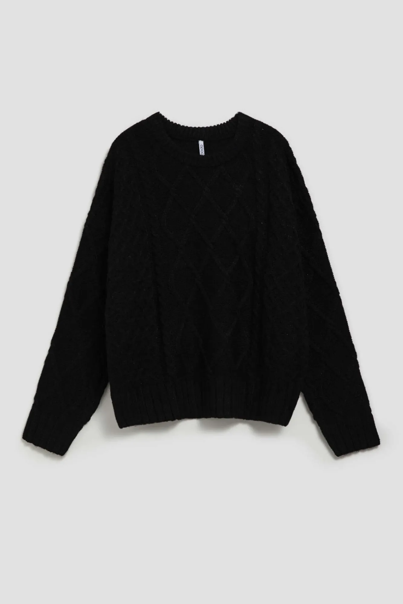 Swetry Czarne|Swetry Casual>Moodo Sweter z ozdobnym splotem długimi rękawami czarny