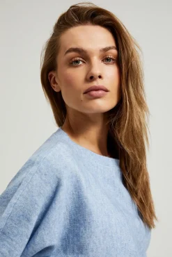 Swetry Niebieskie|Swetry Casual>Moodo Sweter z rękawem 3/4 błękitny