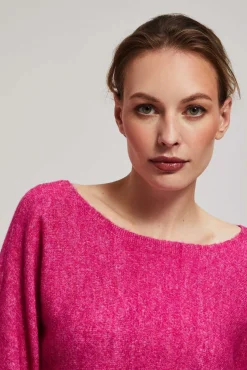 Swetry Różowe|Swetry Casual>Moodo Sweter z rękawem 3/4 fuksjowy