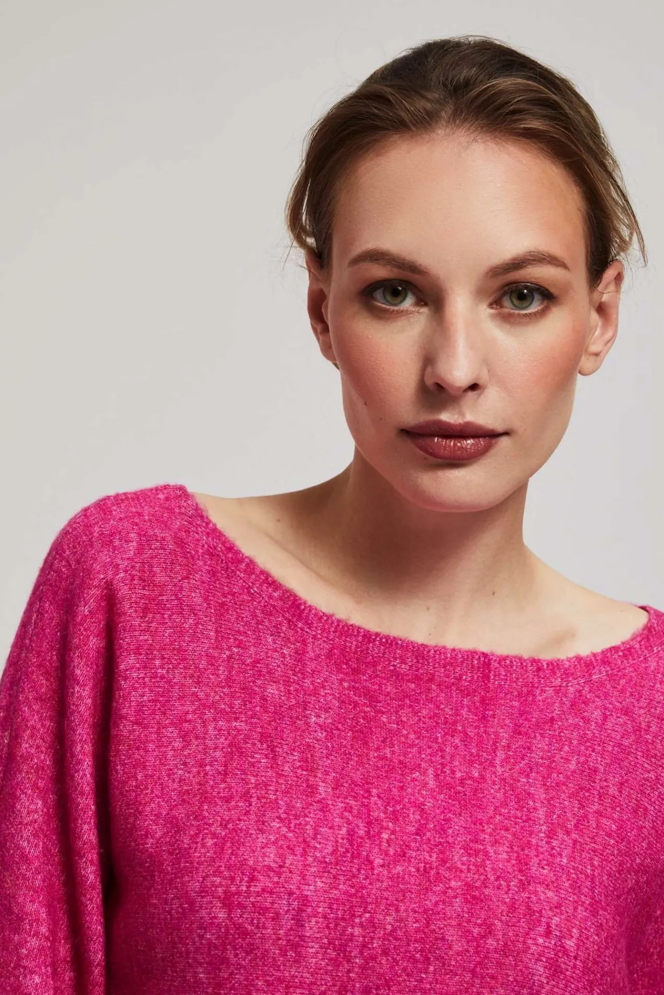 Swetry Różowe|Swetry Casual>Moodo Sweter z rękawem 3/4 fuksjowy