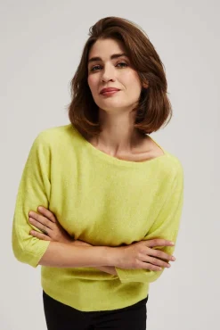 Swetry Zielone|Swetry Casual>Moodo Sweter z rękawem 3/4 limonkowy