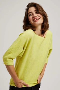 Swetry Zielone|Swetry Casual>Moodo Sweter z rękawem 3/4 limonkowy