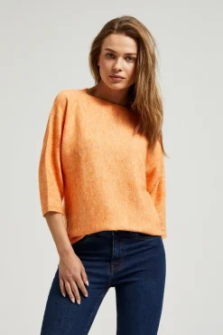 Swetry Casual|Swetry Pomarańczowe>Moodo Sweter z rękawem 3/4 pomarańczowy