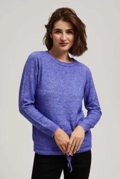 Swetry Fioletowe|Swetry Casual>Moodo Sweter z wiązaniem fioletowy