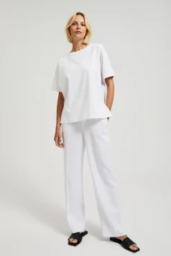 Bluzki Bawełniane|Bluzki Z Krótkim Rękawem>Moodo T-shirt oversize biały