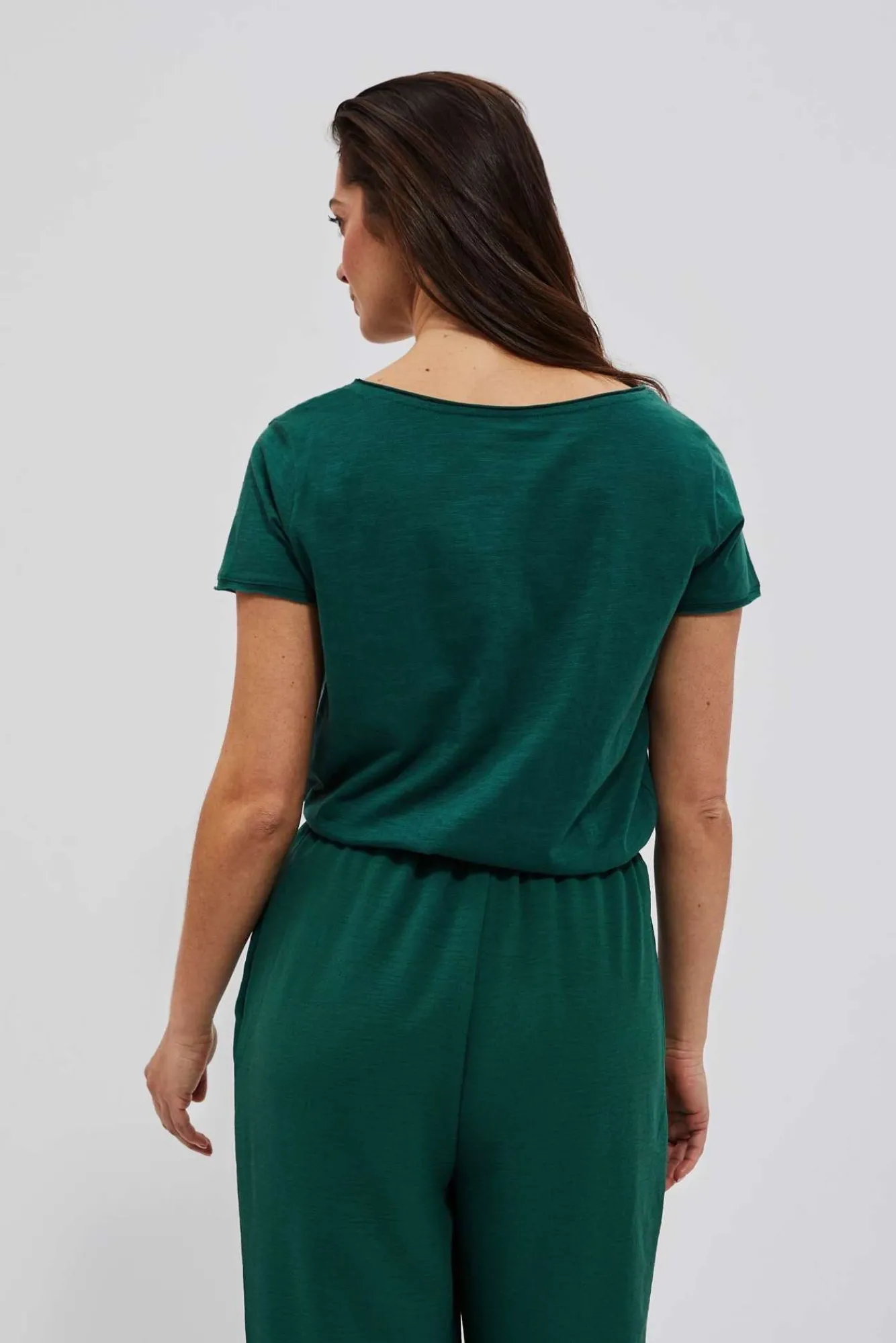 Bluzki Bawełniane|Bluzki Z Krótkim Rękawem>Moodo T-shirt oversize z kieszonką malahitowy