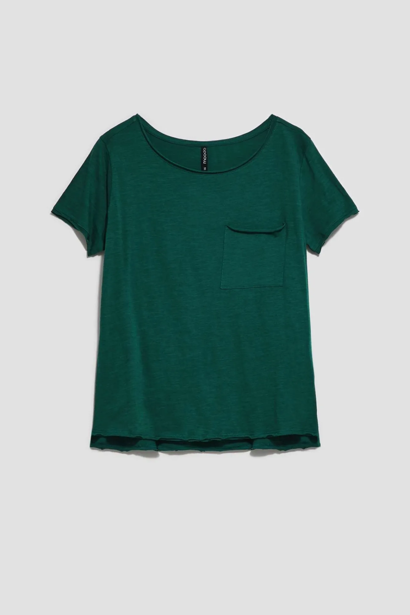 Bluzki Bawełniane|Bluzki Z Krótkim Rękawem>Moodo T-shirt oversize z kieszonką malahitowy
