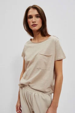 Bluzki Bawełniane|Bluzki Z Krótkim Rękawem>Moodo T-shirt oversize z kieszonką