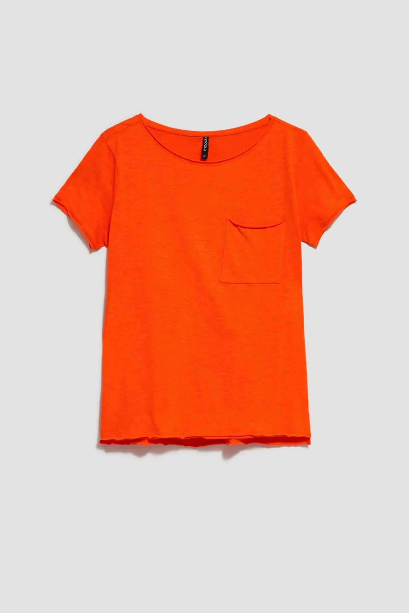 Bluzki Bawełniane|Bluzki Z Krótkim Rękawem>Moodo T-shirt oversize z kieszonką pomarańczowy