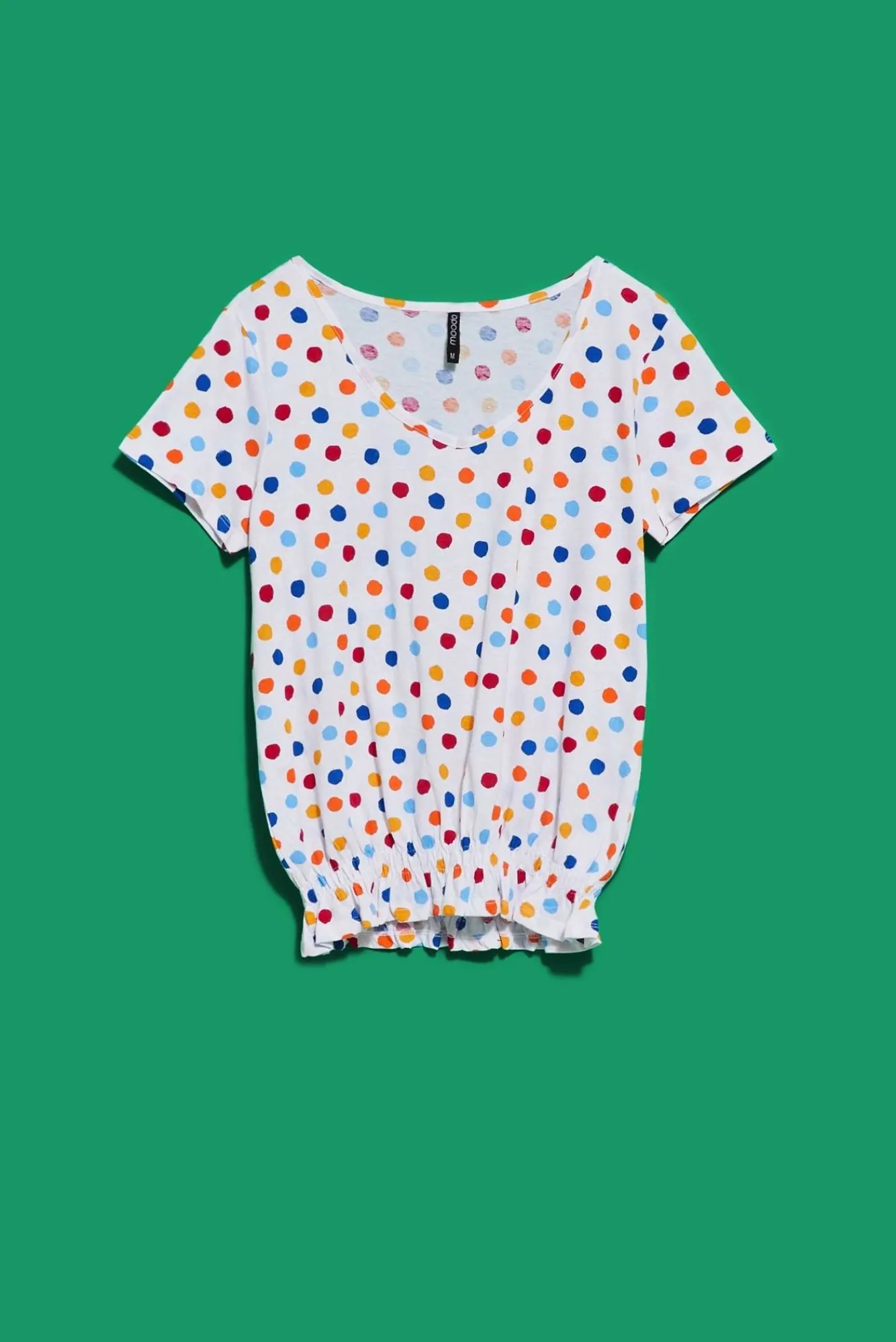 Bluzki Biale|Bluzki Bawełniane>Moodo T-shirt w kolorowe kropki