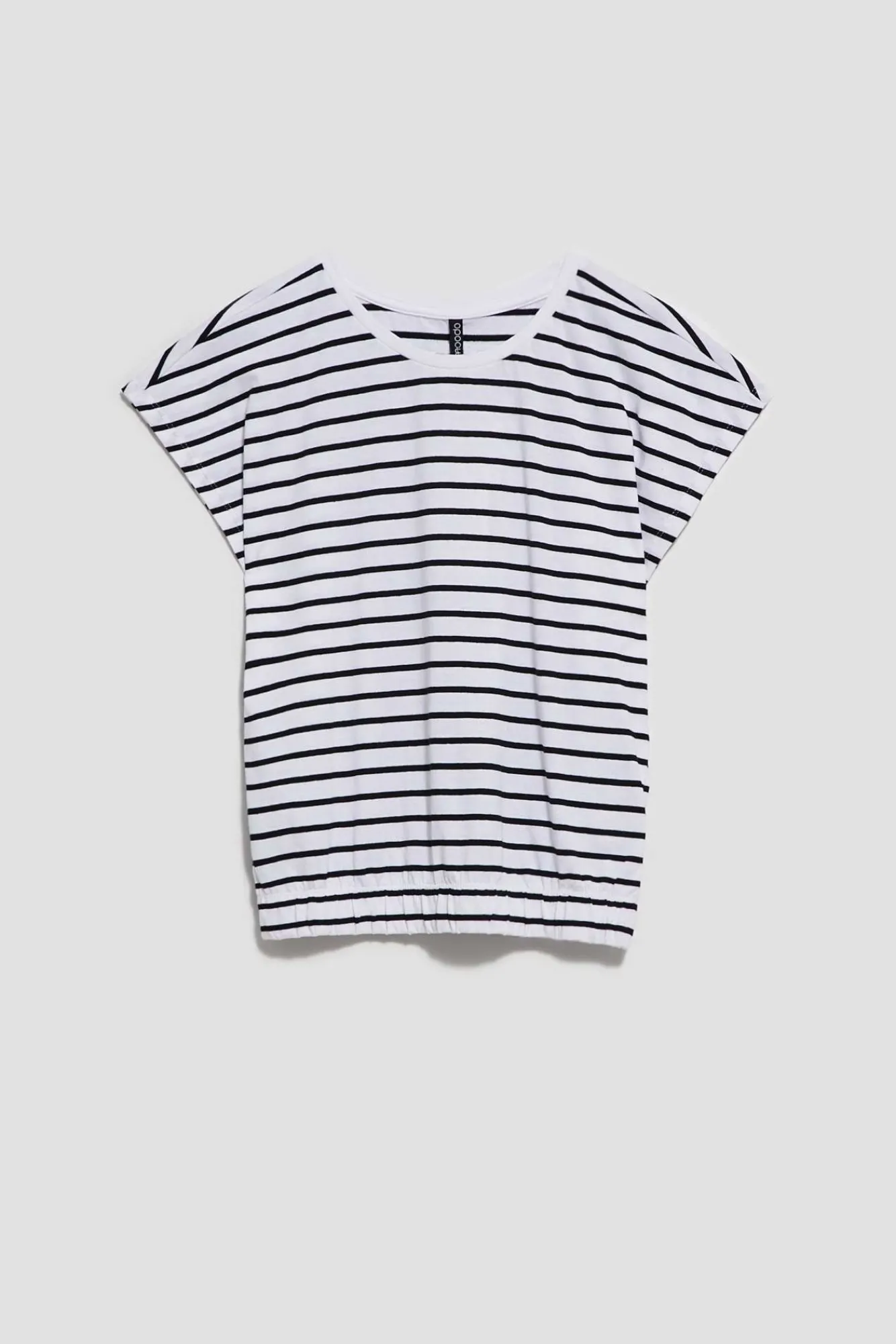 Bluzki Z Krótkim Rękawem|Bluzki Na Lato>Moodo T-shirt w paski biało czarny