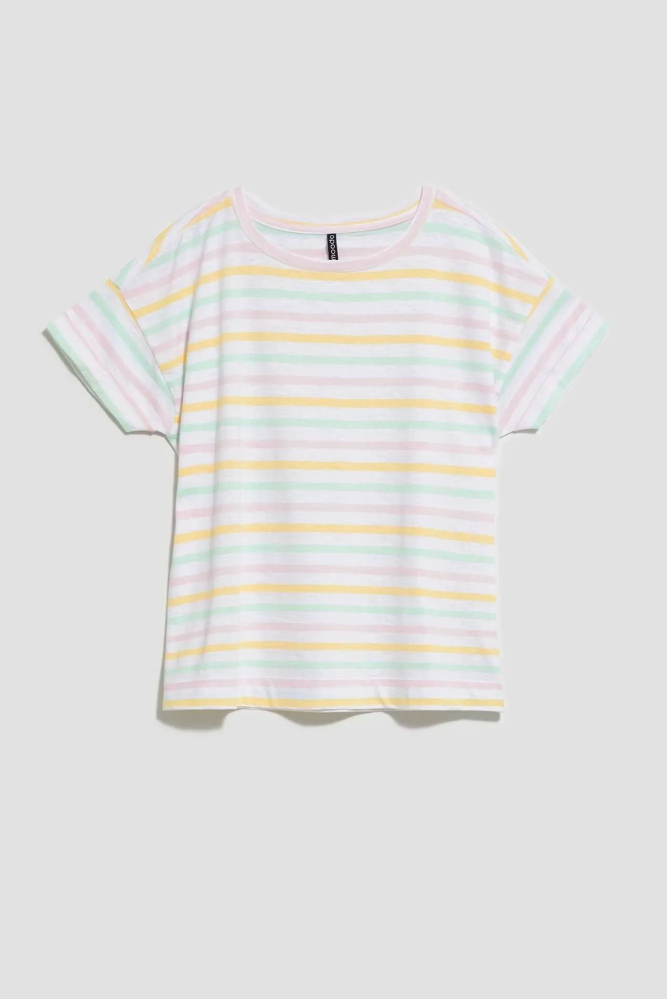 Bluzki Biale|Bluzki Bawełniane>Moodo T-shirt w paski biały