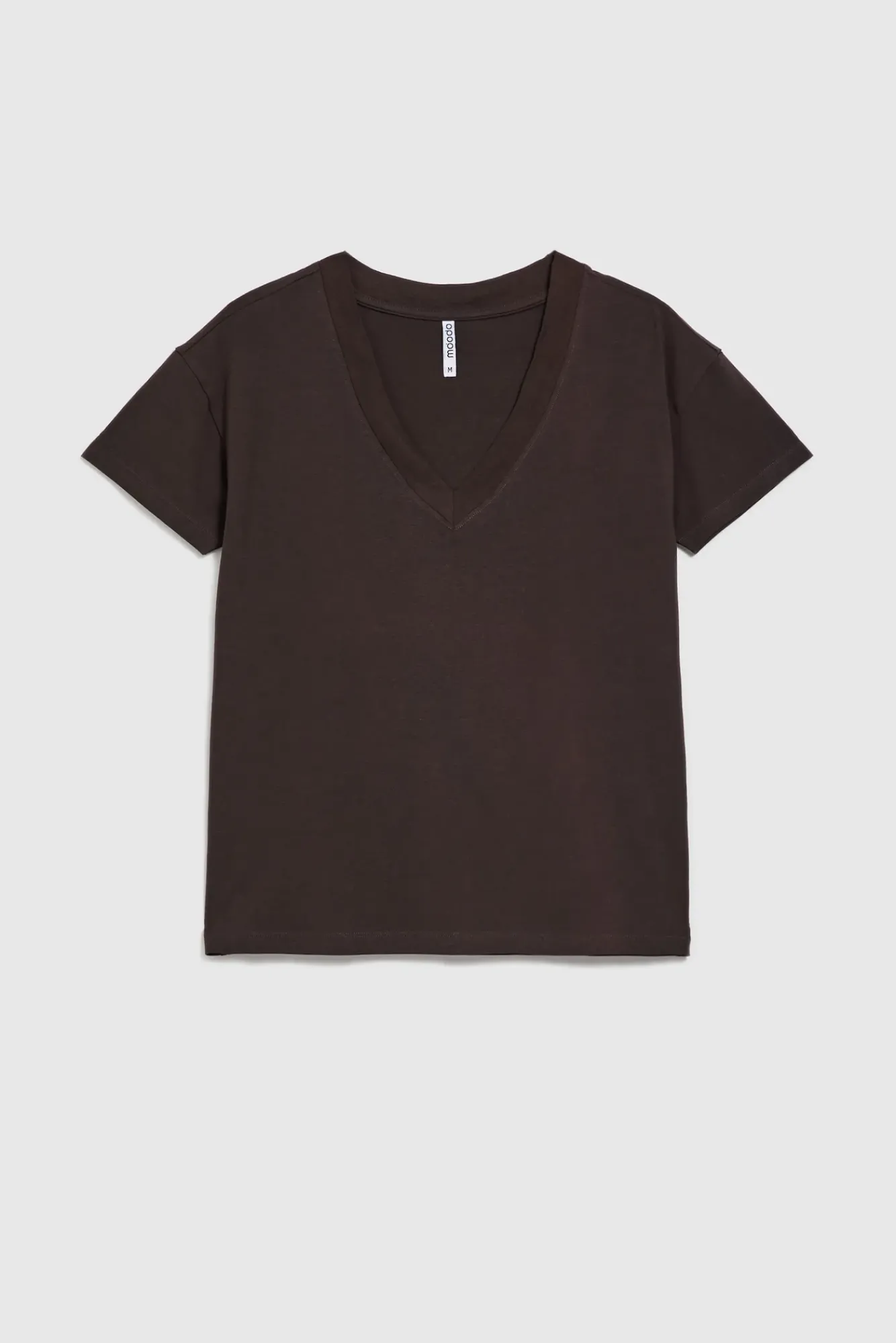 Bluzki Bawełniane|Bluzki Z Krótkim Rękawem>Moodo T-shirt z dekoltem w serek brązowy