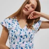 Bluzki Bawełniane|Bluzki Z Krótkim Rękawem>Moodo T-shirt z dekoltem w serek wielokolorowy