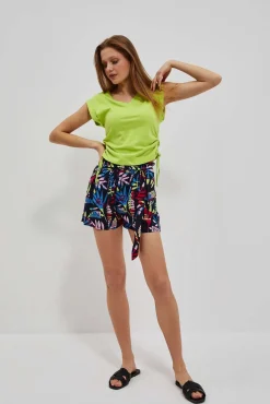 Bluzki Bawełniane|Bluzki Na Lato>Moodo T-shirt z dekoltem w serek neonowy