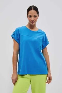 Bluzki Bawełniane|Bluzki Z Krótkim Rękawem>Moodo T-shirt z kieszonką