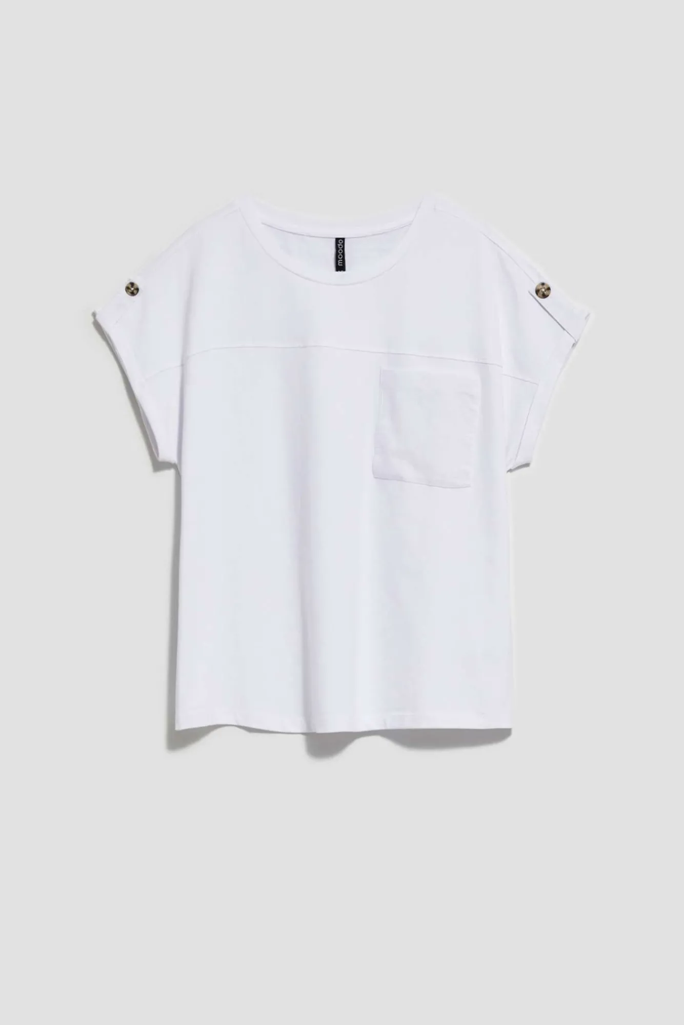 Bluzki Biale|Bluzki Bawełniane>Moodo T-shirt z kieszonką biały