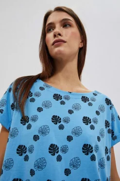 Bluzki Z Krótkim Rękawem|Bluzki Na Lato>Moodo T-shirt z nadrukiem błękitny