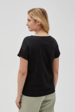 Bluzki Czarne|Bluzki Bawełniane>Moodo T-shirt z nadrukiem czarny