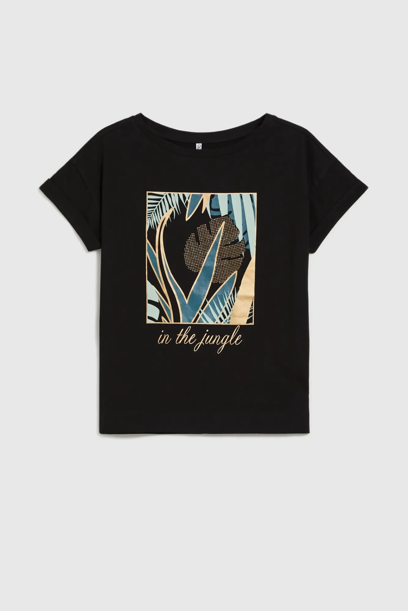 Bluzki Czarne|Bluzki Bawełniane>Moodo T-shirt z nadrukiem czarny