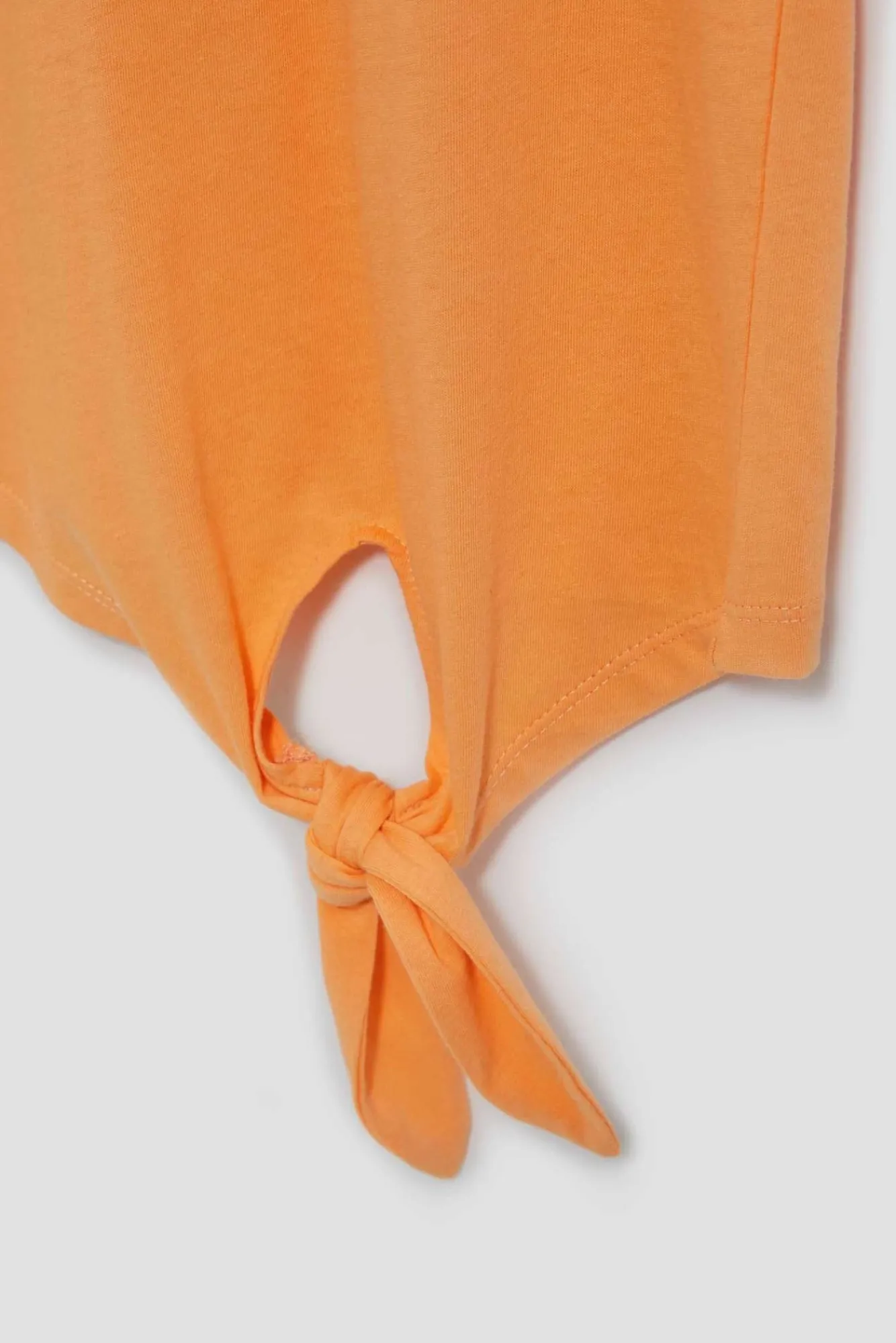 Bluzki Bawełniane|Bluzki Z Krótkim Rękawem>Moodo T-shirt z nadrukiem i dekoltem w serek brzoskwiniowy