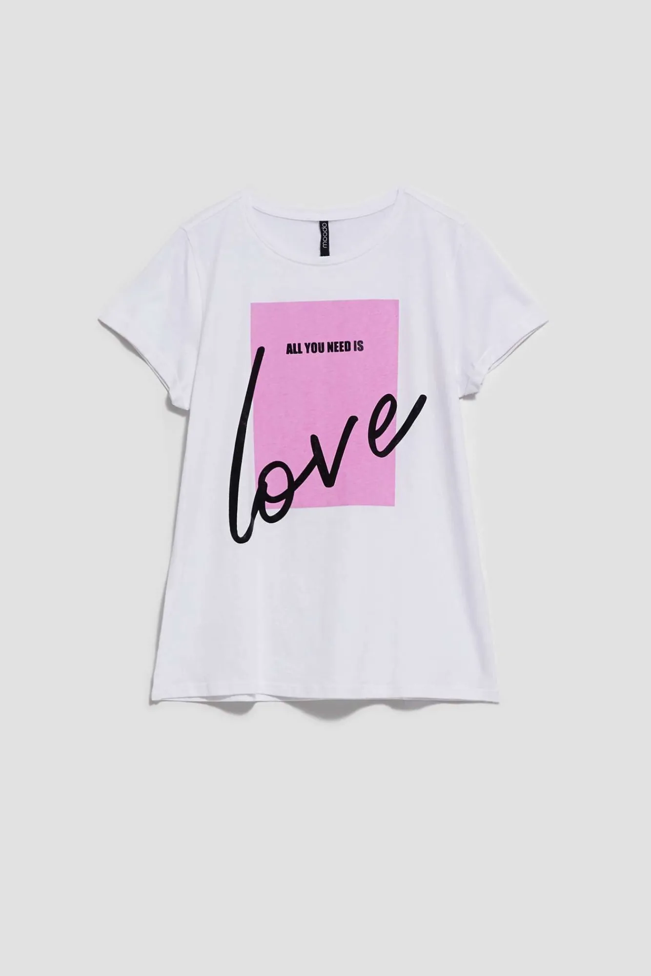 Bluzki Biale|Bluzki Bawełniane>Moodo T-shirt z nadrukiem i krótkimi rękawami biały
