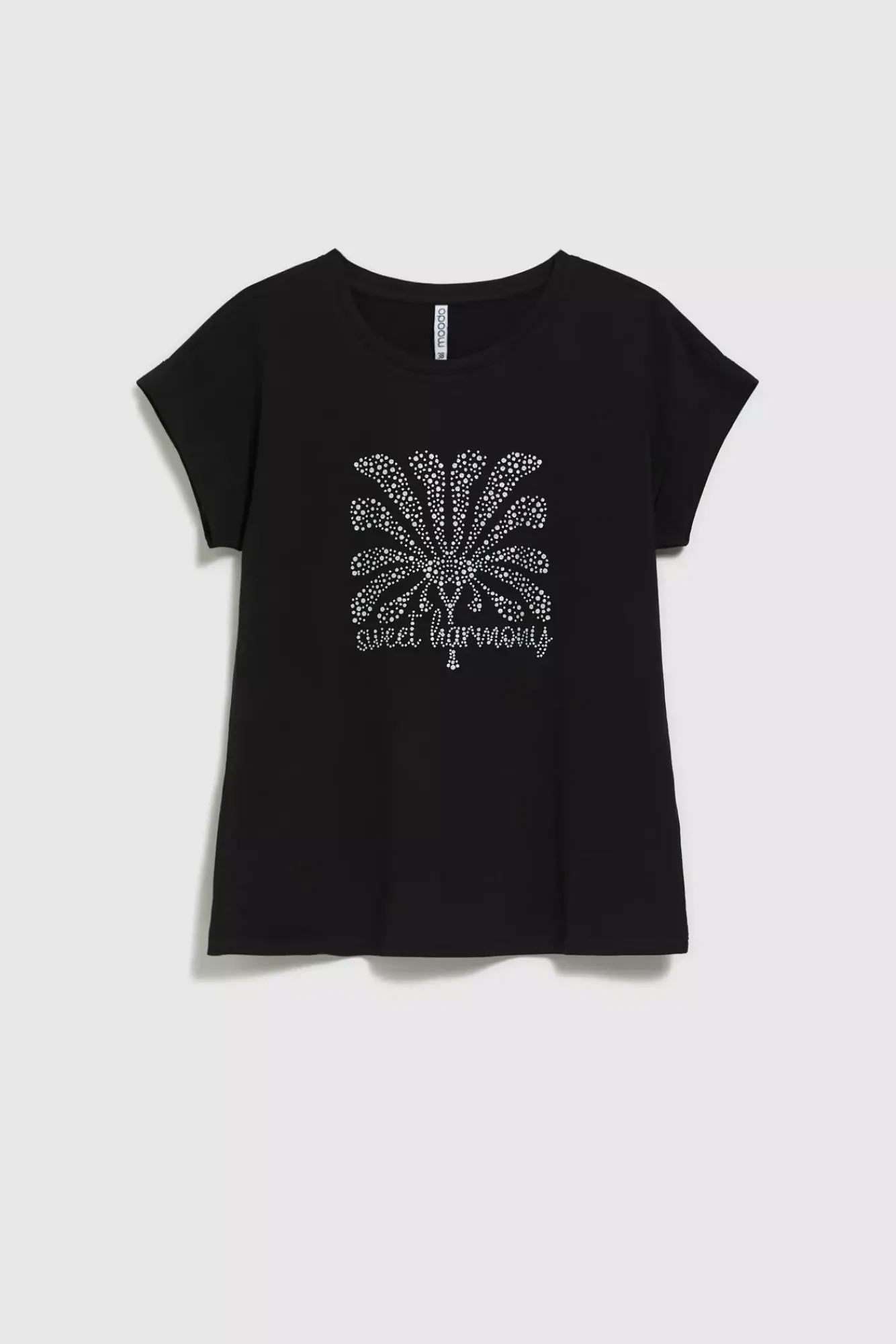 Bluzki Bawełniane|Bluzki Na Lato>Moodo T-shirt z nadrukiem i okrągłym dekoltem czarny
