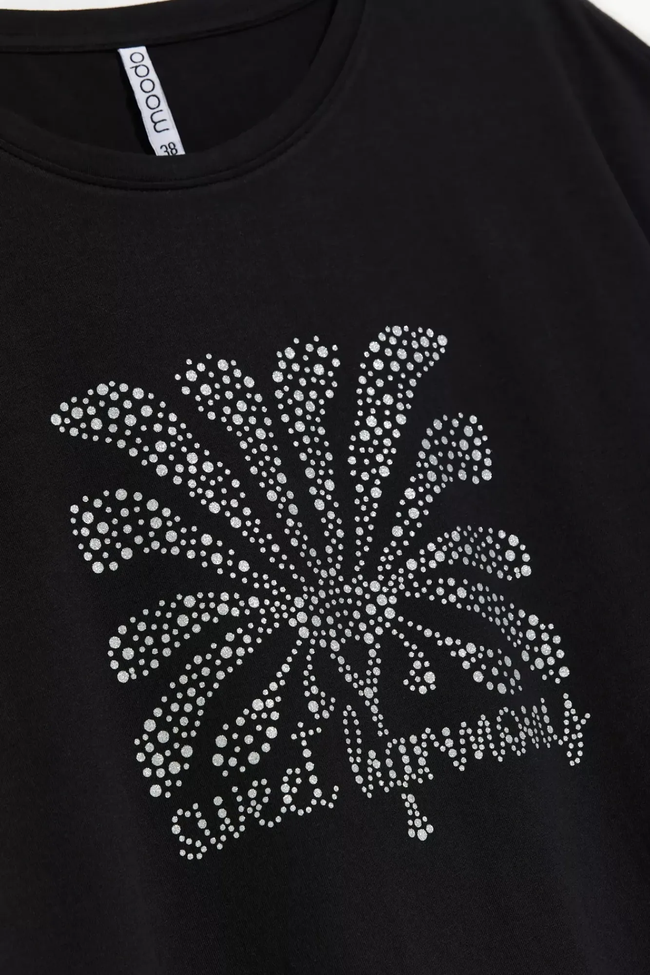 Bluzki Bawełniane|Bluzki Na Lato>Moodo T-shirt z nadrukiem i okrągłym dekoltem czarny